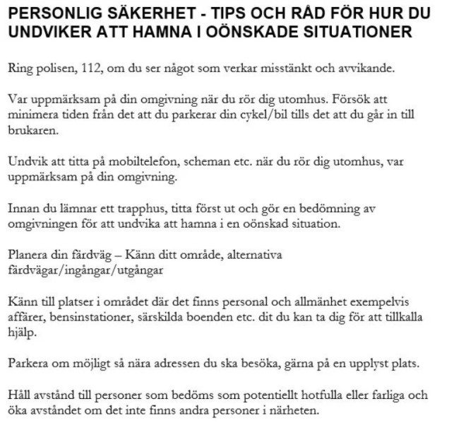 Malmö regler personal