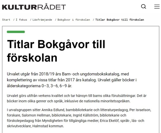 Kulturrådet bokgåvor