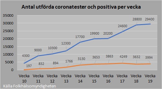 Antal tester och positiva 2020_19